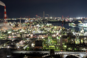 Fototapeta na wymiar 美しい工場夜景　三重県