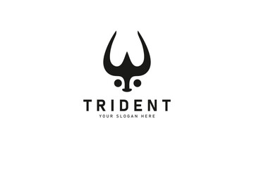 Bull Trident logo design icon vector illustration