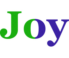 Colorful word joy green and violet