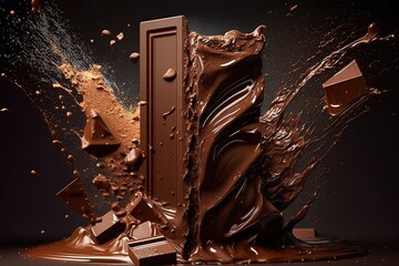 Chocolate bar and chocolates.Generative AI