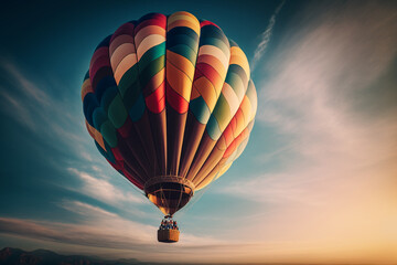 Fototapeta premium a lot of hot air balloons in the sunset evening sky Generative AI