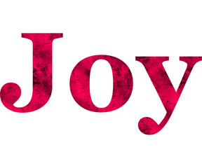 Pink textured word joy with transparent background 