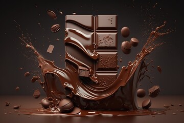Chocolate bar and chocolates.Generative AI