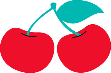 Tasty cherry berry flat illustration Organic vitamin