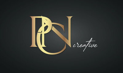 luxury letters PCN golden logo icon premium monogram, creative royal logo design	 - obrazy, fototapety, plakaty
