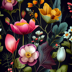 Obraz na płótnie Canvas Messy floral seamless pattern