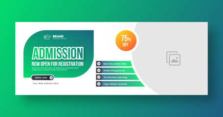 School admission web banner or Social media post template. Back to school social media banner template. Education banner template. Online education banner design. School admission banner design.