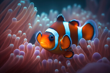 clownfish in anemone ai generative