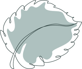 Leaf in line art with green spot Design element