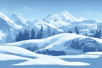 Obraz premium Mountain landscape in winter. Illustration. Generated by AI