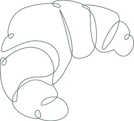 Croissant in line art Tasty bakery