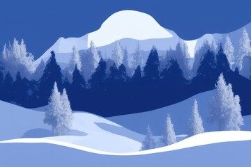 Fototapeta premium Mountain landscape in winter. Illustration. Generated by AI