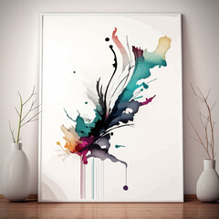 Vector abstract watercolour line art illustration mock up