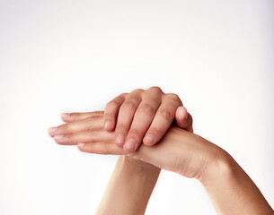 Skin has never been so soft. Closeup studio shot of a womans hands.