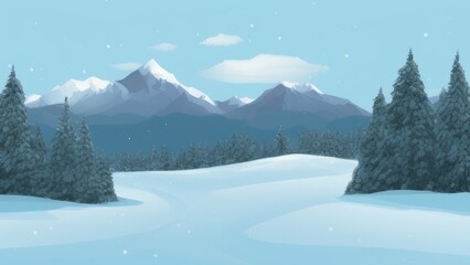 Obraz premium Mountain landscape in winter. Illustration. Generated by AI