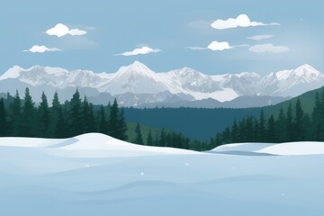 Obraz premium Mountain landscape in winter. Illustration. Generated by AI