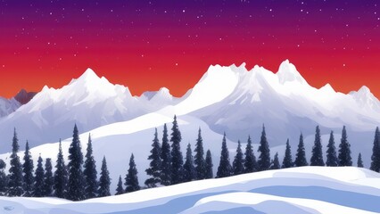 Fototapeta na wymiar Mountain landscape in winter. Illustration. Generated by AI