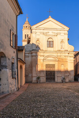 Facade of the Chiesa di San Rocco, a baroque church in Sabbioneta, Lombardy, Italy
