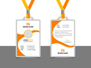 Modern orange id card design template vector