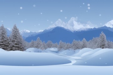 Fototapeta premium Mountain landscape in winter. Illustration. Generated by AI