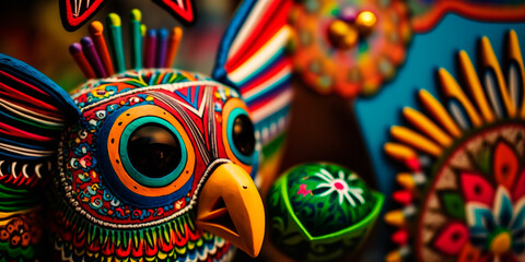 Vibrant Mexican Art: Colorful Patterns, Clothing, Figures, and Craftwork