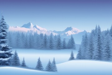 Fototapeta premium Mountain landscape in winter. Illustration. Generated by AI