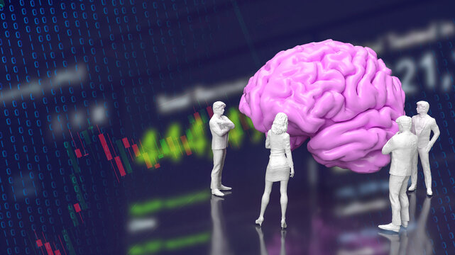 The People And Brain On Business Chart Background For Creative Or Teamwork Concept 3d Rendering