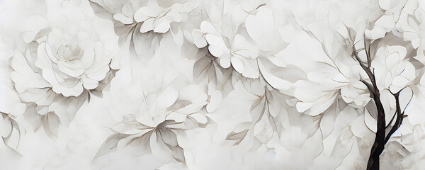White flower texture background, abstract white background for banner - obrazy, fototapety, plakaty