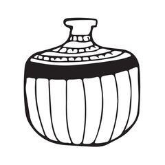 Ceramic vase retro. Antique pottery cup isolated white background. retro style. Clipart. Vector illustration.