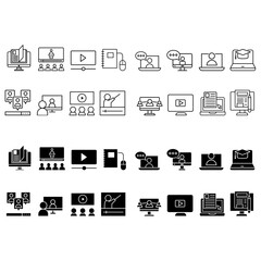 Online learning icon vector set. webinar illustration sign collection. web school symbol.