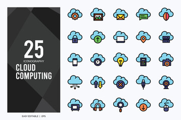 25 Cloud Computing Lineal Color icon pack. vector illustration.
