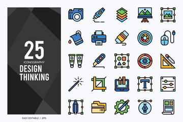 25 Design Thinking Lineal Color icon pack. vector illustration.