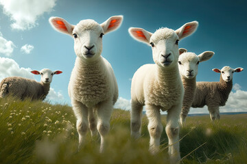 Fototapeta premium Baby Sheeps in a field