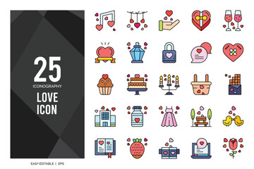 25 Love Lineal Color icon pack. vector illustration.
