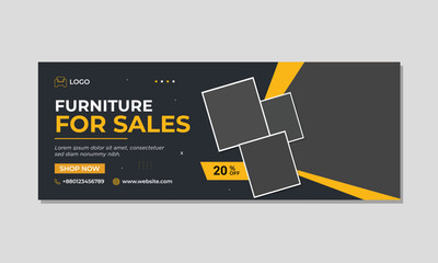Obraz premium minimal furniture Facebook cover page template