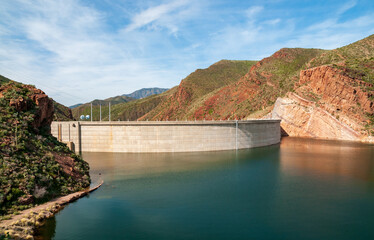 Fototapeta na wymiar Theodore Roosevelt Hydroelectric Dam at Tonto National Forest