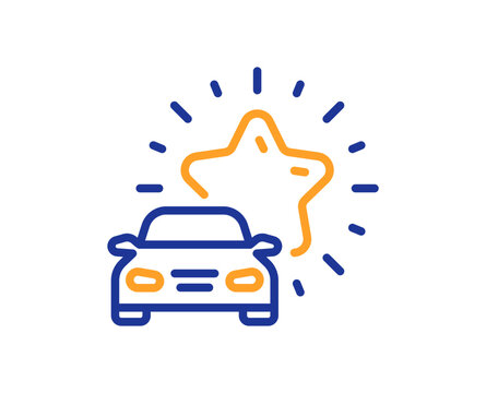 Car review line icon. Best transport service sign. Delivery rating symbol. Colorful thin line outline concept. Linear style car review icon. Editable stroke. Vector