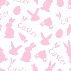 Seamless pattern Easter bunny silhouettes vector illustration