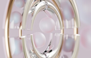 abstract 3d background, rings with pearls