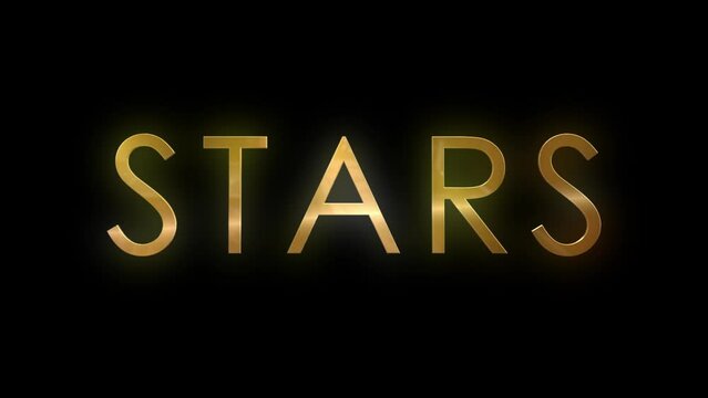 The word STARS as gold, reflective, 3D text