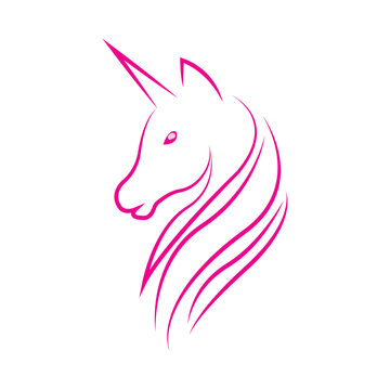 Beautiful unicorn line art vector illustration.