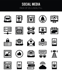 25 Social Media Lineal Fill icons Pack vector illustration.