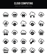 25 Cloud Computing Lineal Fill icons Pack vector illustration.