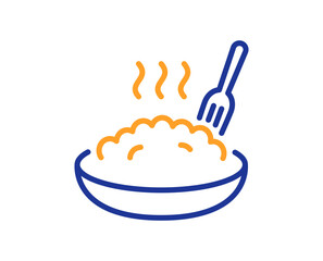 Porridge line icon. Bowl of rice or oats sign. Millet food symbol. Colorful thin line outline concept. Linear style porridge icon. Editable stroke. Vector