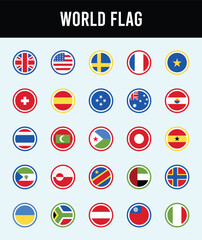 25 World Flags Rounded icons Pack vector illustration.
