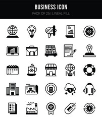 25 Business Lineal Fill icons Pack vector illustration.