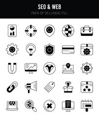 25 SEO & WEB Lineal Fill icons Pack vector illustration.