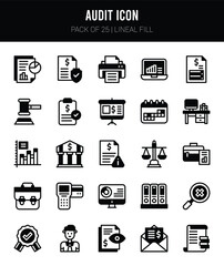 Fototapeta premium 25 Audit Lineal Fill icons Pack vector illustration.
