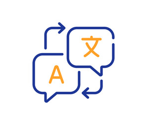 Translate line icon. Language translation sign. Multilingual dictionary symbol. Colorful thin line outline concept. Linear style translate icon. Editable stroke. Vector