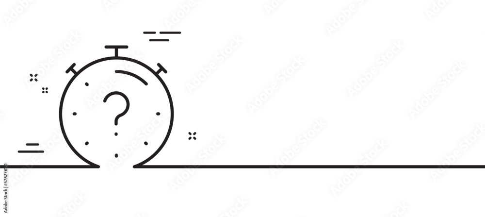 Aufkleber quiz line icon. timer with question mark. faq time symbol. minimal line illustration background. qui